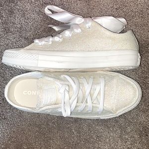 Custom White Glitter Converse